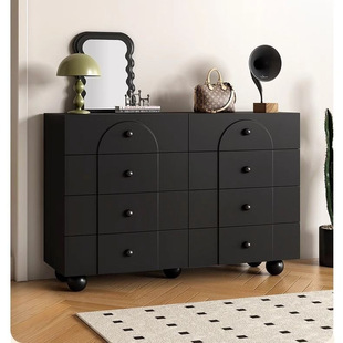 Minimalist Black Six-drawer Cabinet Small Apartment Living Room TV Sofa Side Cabinet Drawer Cabinet Bed End Storage Cabinet American Style
