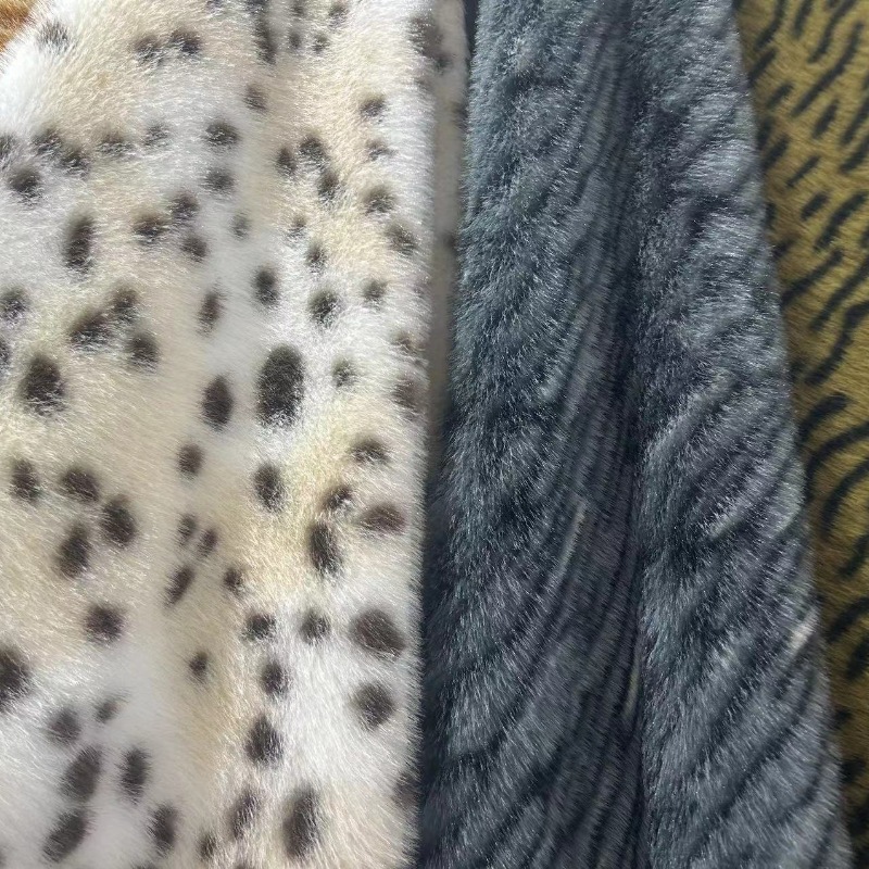750g de pelo de conejo pequeño visón jacquard estampado de leopardo patrón de ciervo alto bajo abrigo abrigo bolsa tela de juguete en stock