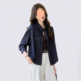 牛仔衬衫外套女短款2026春季新款小个子复古宽松休闲时尚减龄上衣