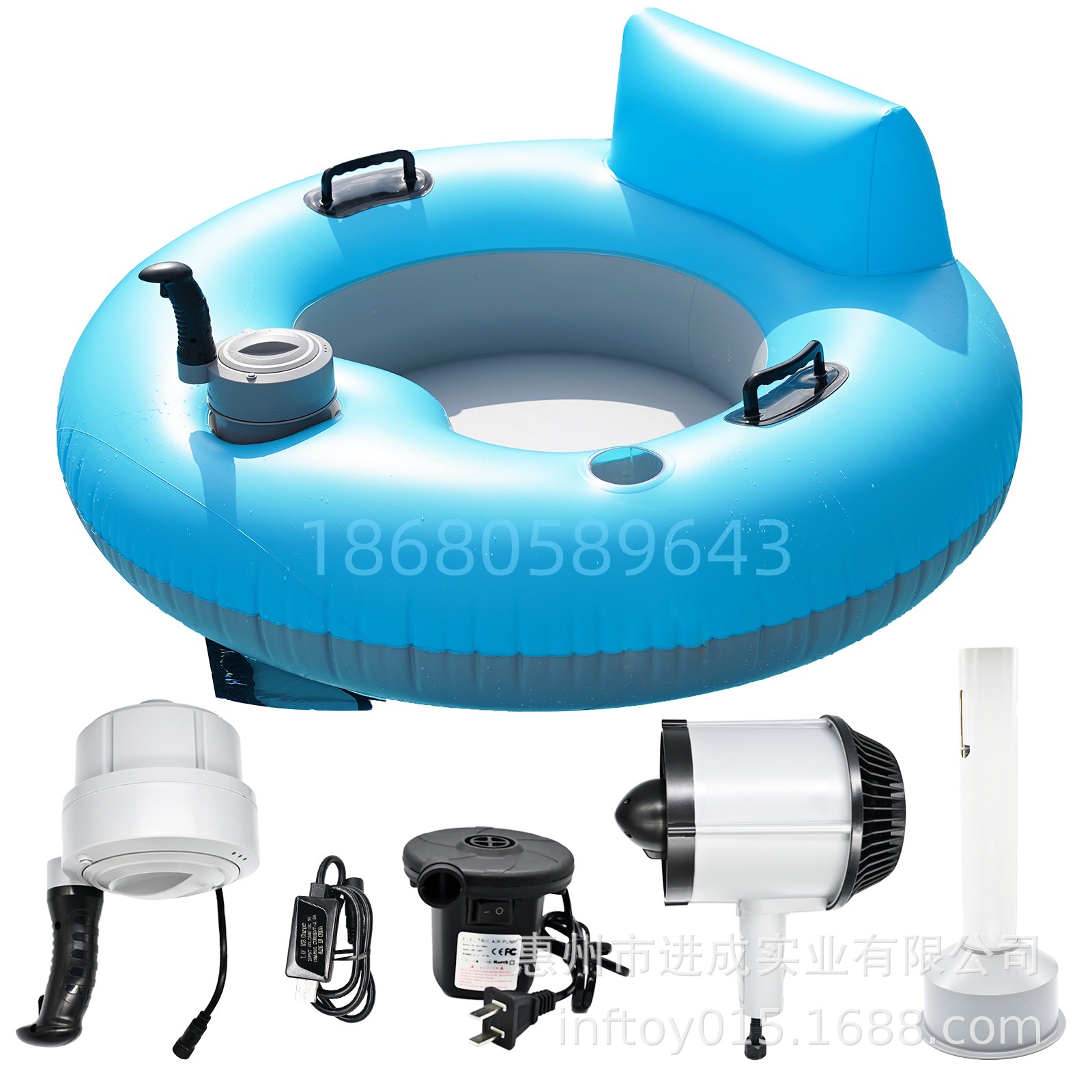 工厂现货电动浮椅锂电池充气水上驾驶推进器浮排螺旋桨电机泳圈