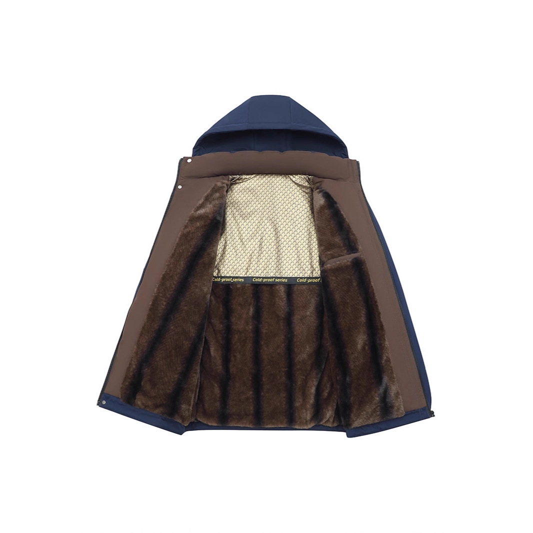 Winter Coat Men's Thickened Padded Jacket Business Casual Down Padded Jacket Medium And Long Padded Jacket Men's Black Gold Warm_viptrois.com