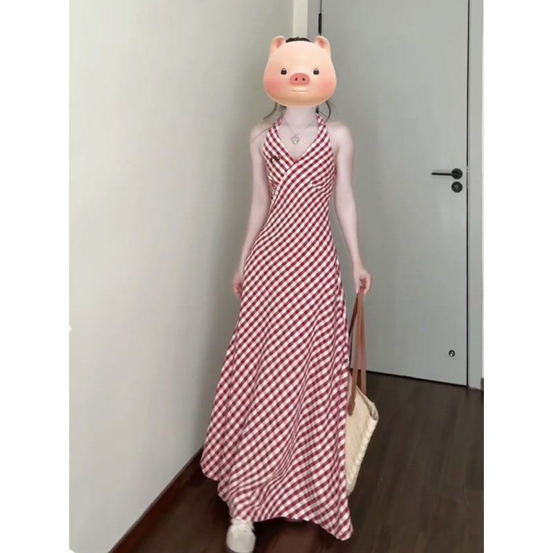 甘いスタイルのホルターネックスカート大きいサイズの女性の夏の薄い日焼け止めカーディガンウエスト痩身ドレス|undefined
