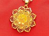 Pendant, golden necklace, 24 carat white gold, flowered