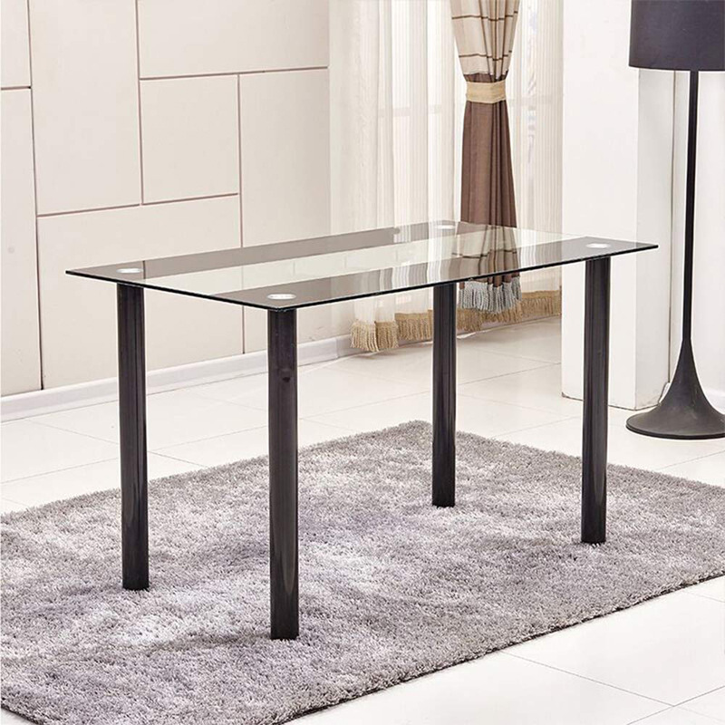 Exportación de comercio exterior de vidrio templado italiano mesa de comedor de lujo ligera casa pequeña mesa de comedor rectangular combinación de mesa y silla