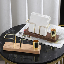 黑胡桃木质立式纸巾架餐桌客厅多功能牙签筒纸夹餐厅酒店纸巾架子