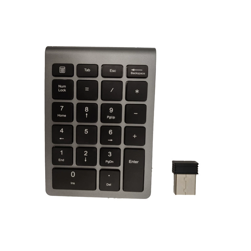 22-key wireless numeric keypad, Bluetooth 5.0 / 2.4G, ABS scissor-switch, battery-powered 2×AAA