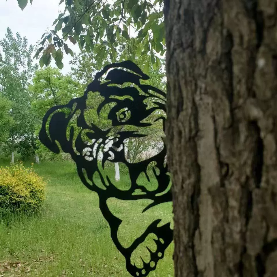 Amazon Бульдог Силуэт Открытый двор Фермерский дом Газон Сад Железные украшения Съемные изделия из металла