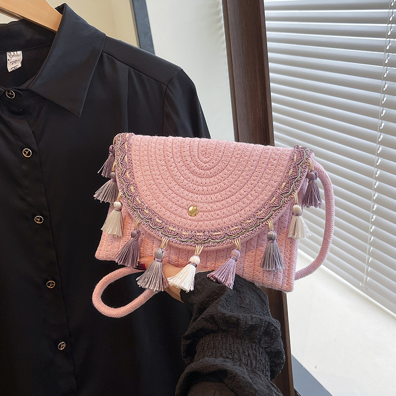 Summer Popular Straw Woven Bags 2025 New Trendy Fashion Versatile Woven Envelope Bag Single Shoulder Crossbody Bag Clutch Bag