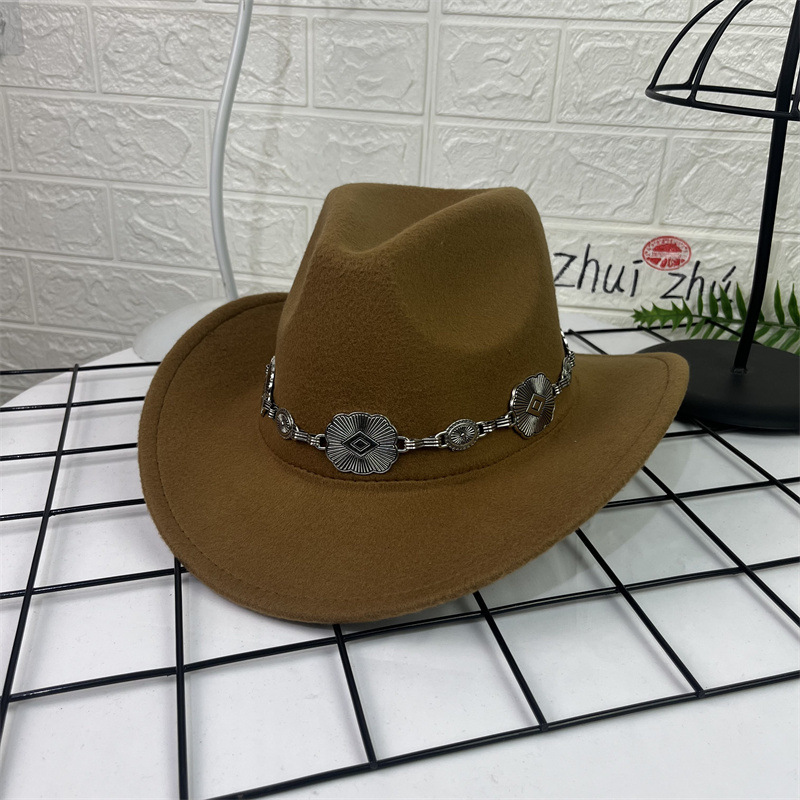 Sombrero Cowboy de Lana con Dije Ovalado de Ala Ancha para Primavera image 17