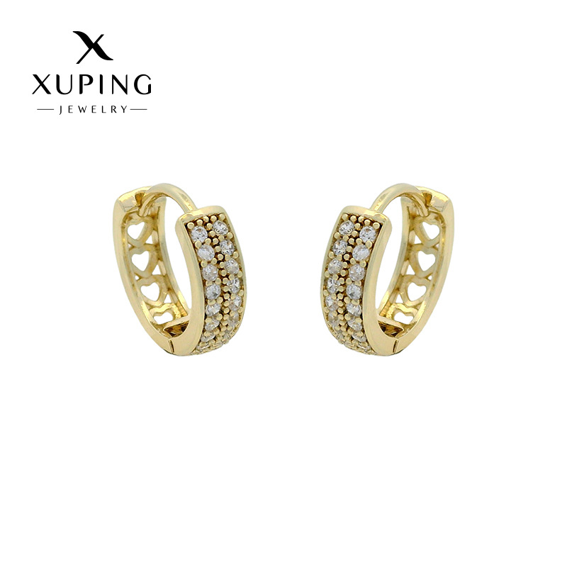 Xuping nueva aleación 14k color doble fila de perfiles de zircón nicho de diseño simple sensación de alta calidad auriculares