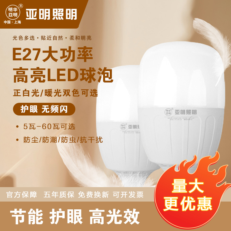 E27螺口led灯泡螺纹口足瓦超亮球泡灯节能灯工厂车间照明灯家用