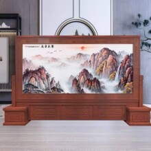 中式实木雕刻屏风隔断纯手绘画面制定学校单位大厅会议室落地座屏
