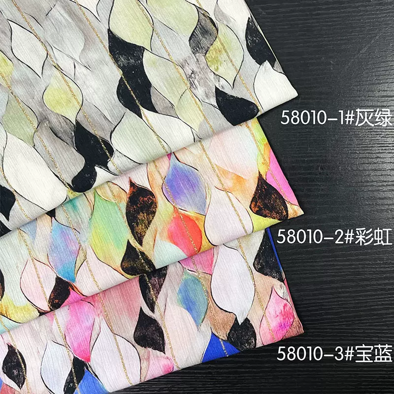 轻薄透气金银丝绉布面料 飘逸柔软汉服洛丽塔连衣裙女装时尚布料