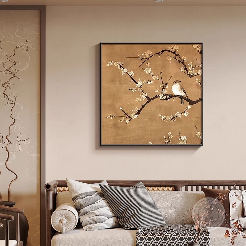 宋の美的花と鳥の絵画リビングルーム装飾絵画新しい中国風ソファ背景壁掛け絵画正方形レストラン寝室壁画|undefined