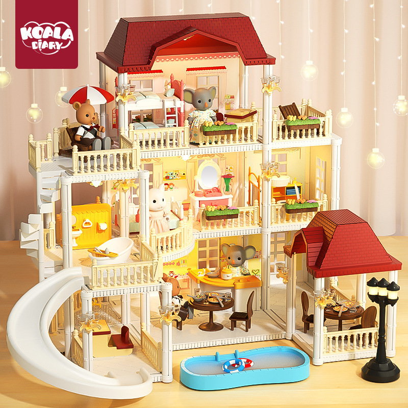 Children's Pretend Play Toy Princess Castle Villa House Birthday Gift Dollhouse for Girls with Realistic Room Details Children's Pretend Play Toy Princess Castle Villa House Birthday Gift Dollhouse for Girls with Realistic Room Details
