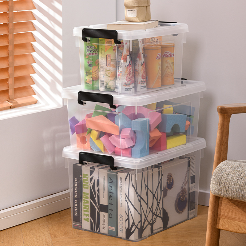 Caja de almacenamiento de plástico Caja de almacenamiento de edredón Caja de almacenamiento de juguetes Caja de almacenamiento de acabado de ropa gruesa transparente portátil al por mayor