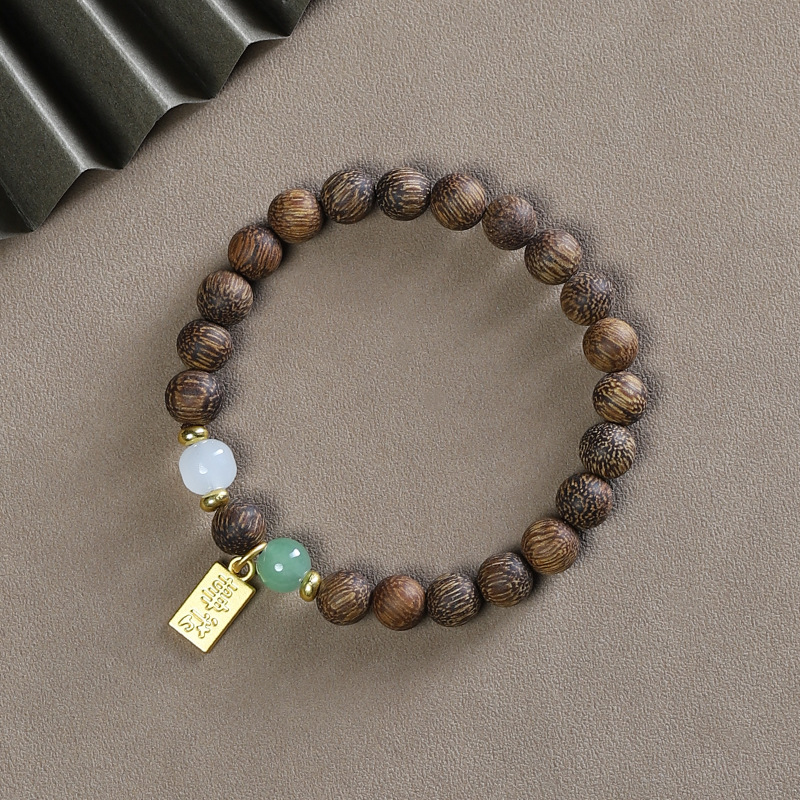 White Agarwood DIY Double Circle Design Bracelet Single Circle Wish Come True Buddha Beads Bracelet Accessories