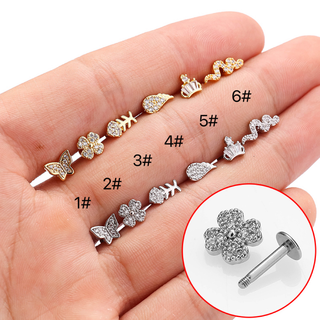 1 Piece Quantity 1 Piece Lip Rings Cute Crown Snake Butterfly 304 Stainless Steel Lip Rings