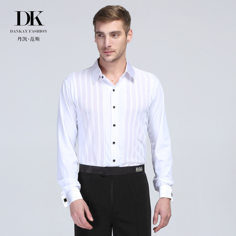 丹凯成人拉丁舞长袖衬衫上衣男装练习比赛服男式舞蹈演出服舞服