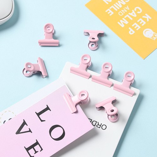 ins style macaron color round head clip small fresh file metal binding clip color boxed dovetail clip bill clip