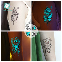 2024 new cross-border blue luminous tattoo stickers nightclub bar music festival carnival party butterfly tattoo stickers