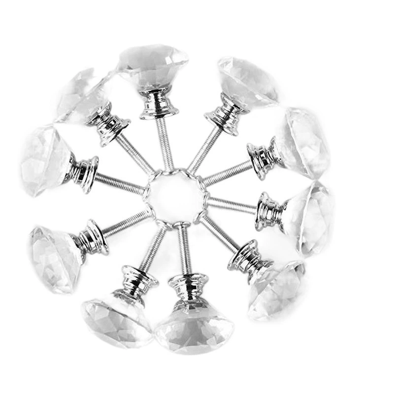 Источник, роскошное прозрачное хрустальное стекло, ромбовидная ручка с одним отверстием, дверная ручка ящика шкафа, диаметр 30 мм