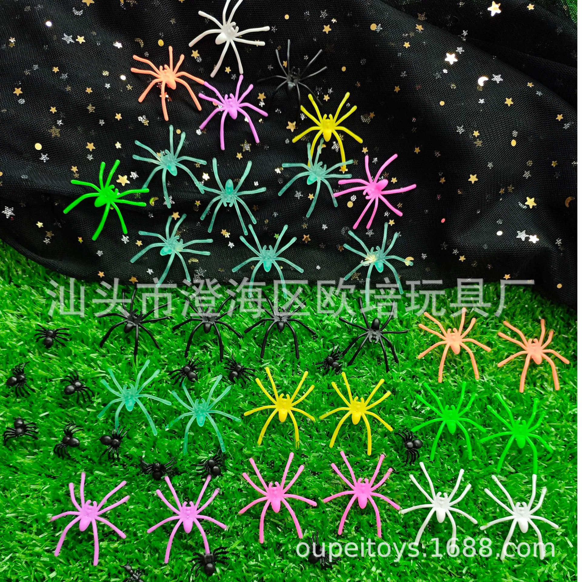 Игрушечный паук для Хэллоуина, хлопковый маленький паук, декоративные украшения для Хэллоуина, аксессуары для трансграничных продаж на Amazon