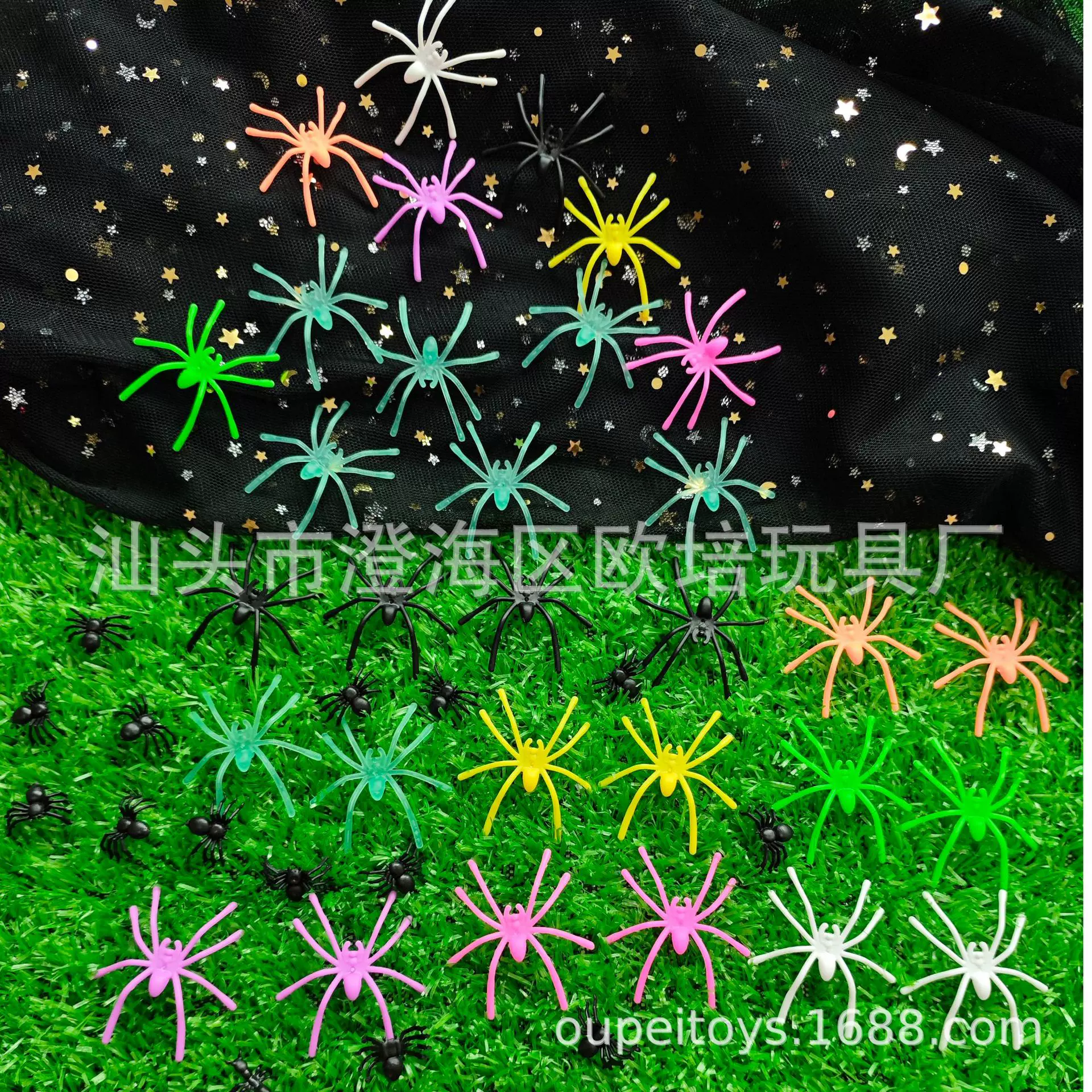 亚马逊跨境玩具蜘蛛道具万圣节蜘蛛棉用小蜘蛛玩具鬼节布置摆件