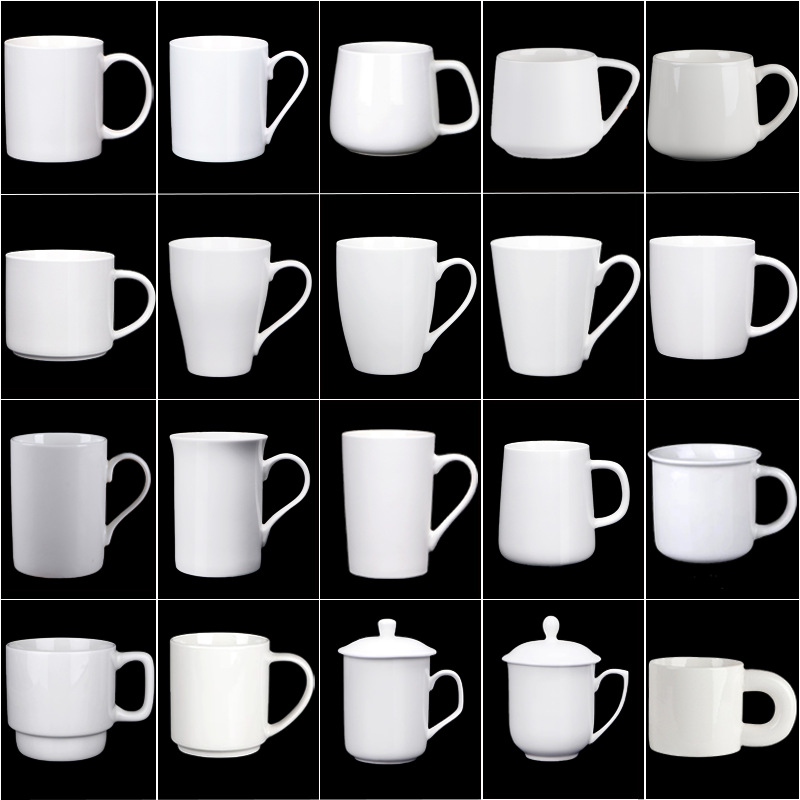 Taza de color sólido en blanco taza blanca impresión publicitaria al por mayor taza de regalo simple hotel taza de cerámica impresión logotipo