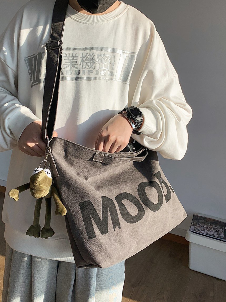 Bolsa de lona de gran capacidad para hombres un solo hombro mochila 2024 nueva bolsa de tela japonesa casuales bolsas de mano bolsas de correo mujeres