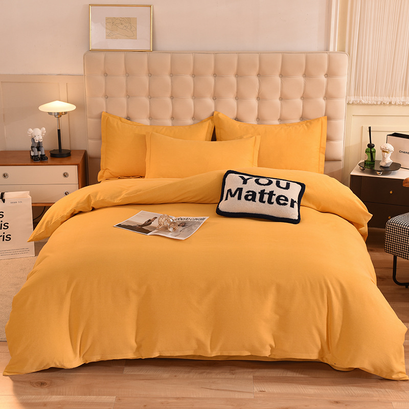 純綿厚手で毛を磨いた純色の豪華なシーツは4点セットの秋冬布団カバーの寝具は3点セットです。