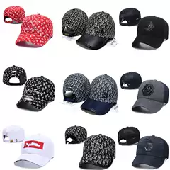 Embroidered Letter LB Full-Print Fashion Sun Hat for Youth and Middle-Aged Couples, Oversized Fit, Adjustable, Hard Top