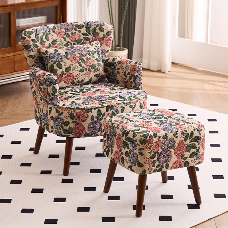 Balcón sala de estar sofá de tela estilo chino estilo americano sofá casual silla de cabecera retró casual silla de sofá