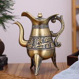 European-style Bronze Liquor Pot Antique Bronze Ware Wedding Wine Art Vintage Yellow Wine Pot Household High-grade Liquor Wine Pot
