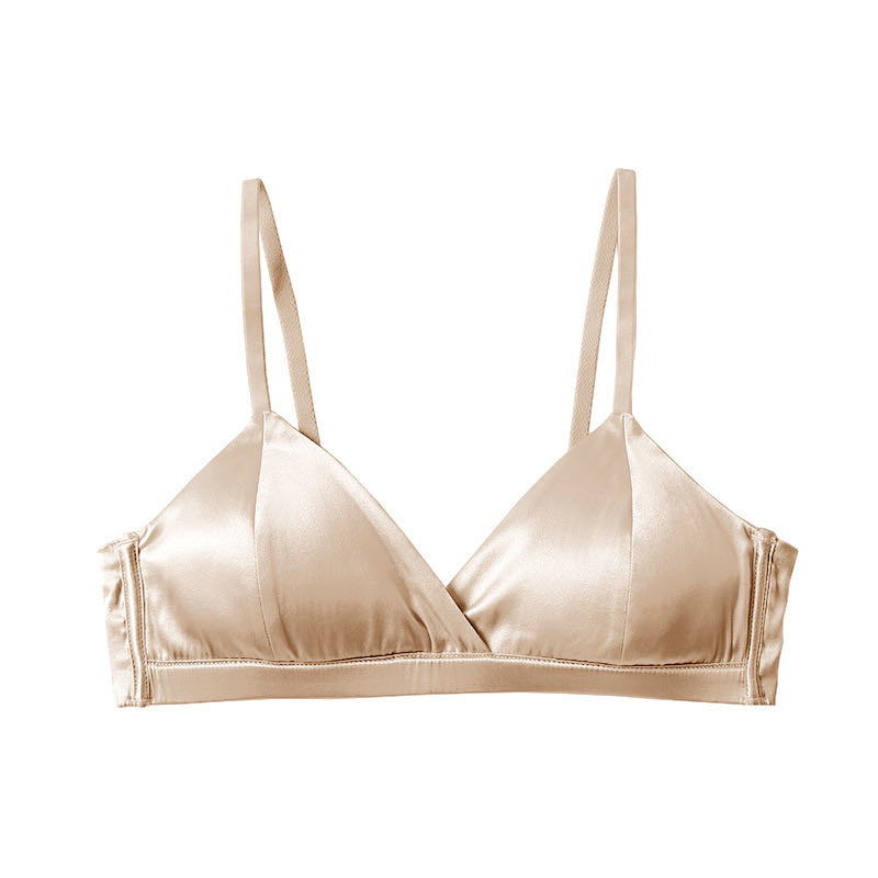 Silk Bra Summer Thin Comfortable Non-binding Mulberry Silk Material Classic French Sexy Non-rimmed Underwear for Women