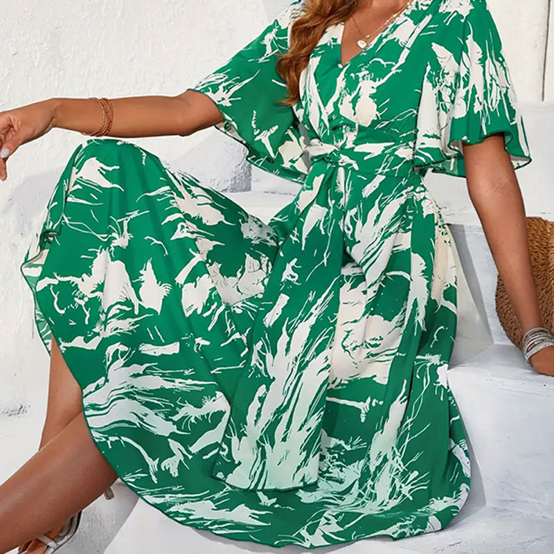 Women's Regular Dress Elegant V Neck Printing Short Sleeve Printing Maxi Long Dress Casual display picture 6