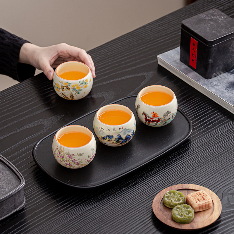 高級ベージュ汝窯ティーカップ、オープンマスターカップ、高級個人専用ティーカップ、ティーカップギフトボックスギフト|undefined