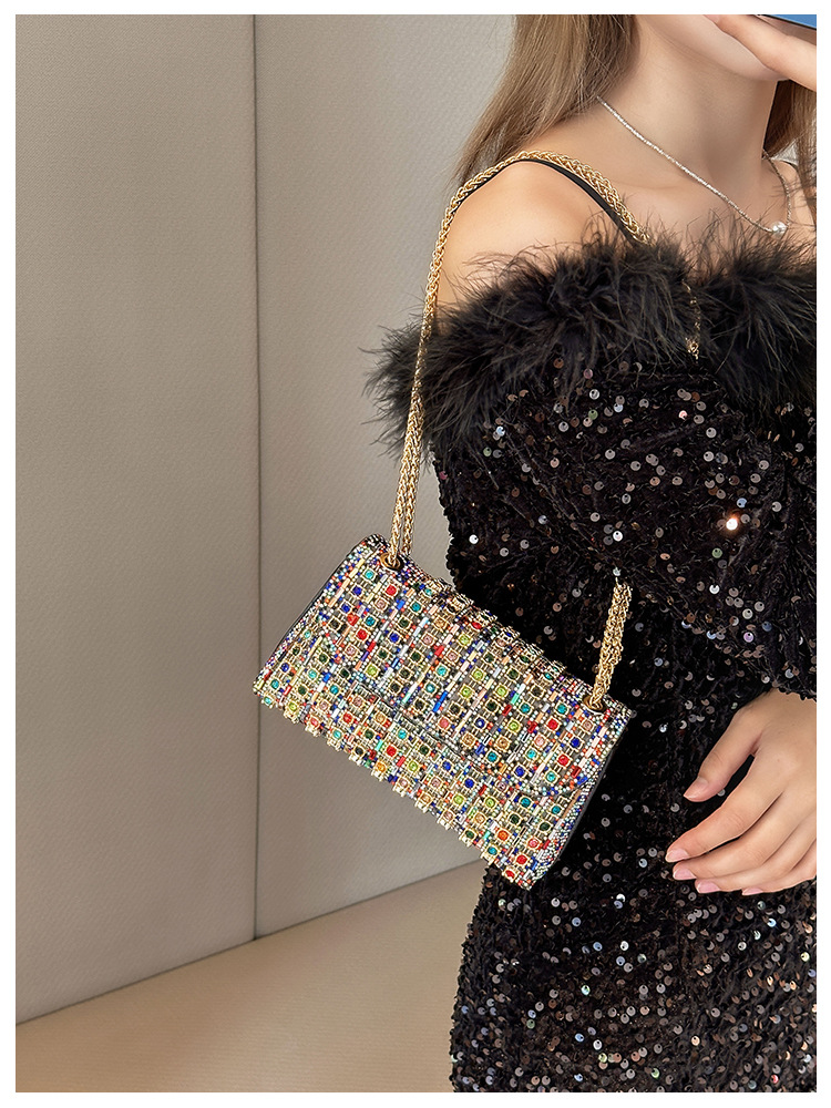 New foreign trade European and American retro underarm bag, casual and fashionable rhinestone small bag, niche single-shoulder bag, crossbody dinner bag undefined
