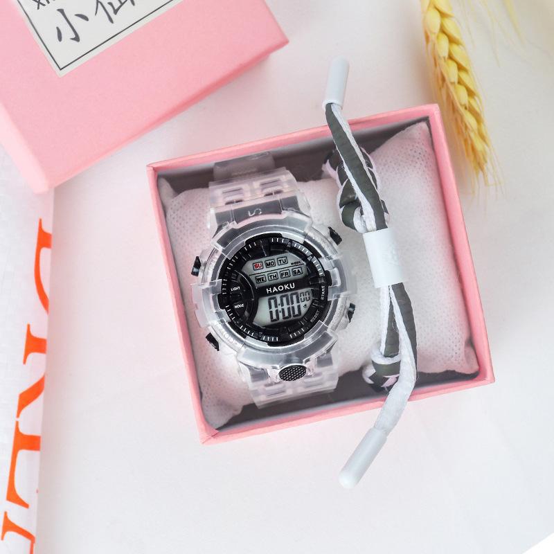 Nuevo transparente simple temperamento moda tendencia unicornio reloj electrónico redondo estudiante deportes caramelo reloj electrónico