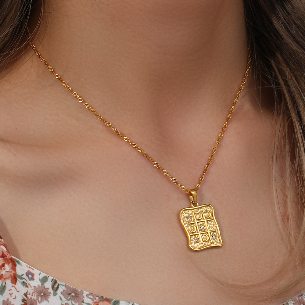 Lady Star Moon Stainless Steel Pendant Necklace Plating Zircon Stainless Steel Necklaces_colorza_7