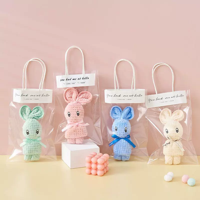 2023新款小兔造型毛巾包边洗脸巾开业典礼礼品毛巾跨境代发