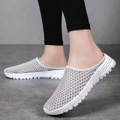 Women's Slippers Cross-border Plus Size Breathable Mesh Surface Shoes Soft Bottom Non-tiring Casual Shoes One-piecer Lazy Shoes Dropshipping