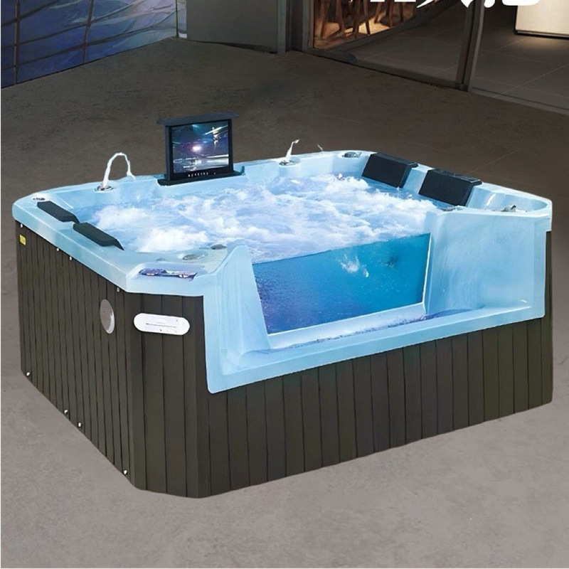 Villa Spa Outdoor Large Pool Bathtub 2.2m Spa Bathtub for 4 People Acrylic Massage Hotel Hot Spring Bath