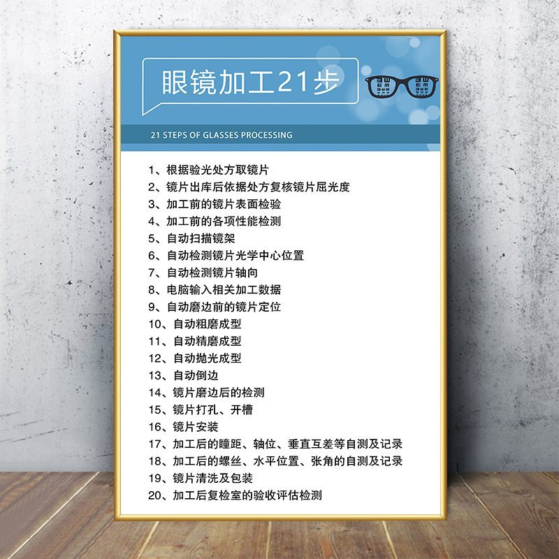 Lake blue 54-2 steps for glasses processing