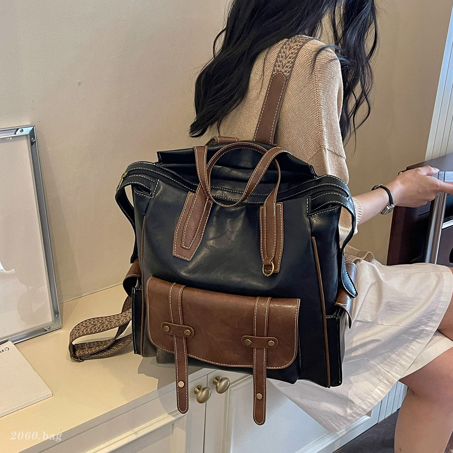 2026 verano nuevo bolso de mujer de gran capacidad bolso universitario de mujer mochila retro mochila de viaje universal