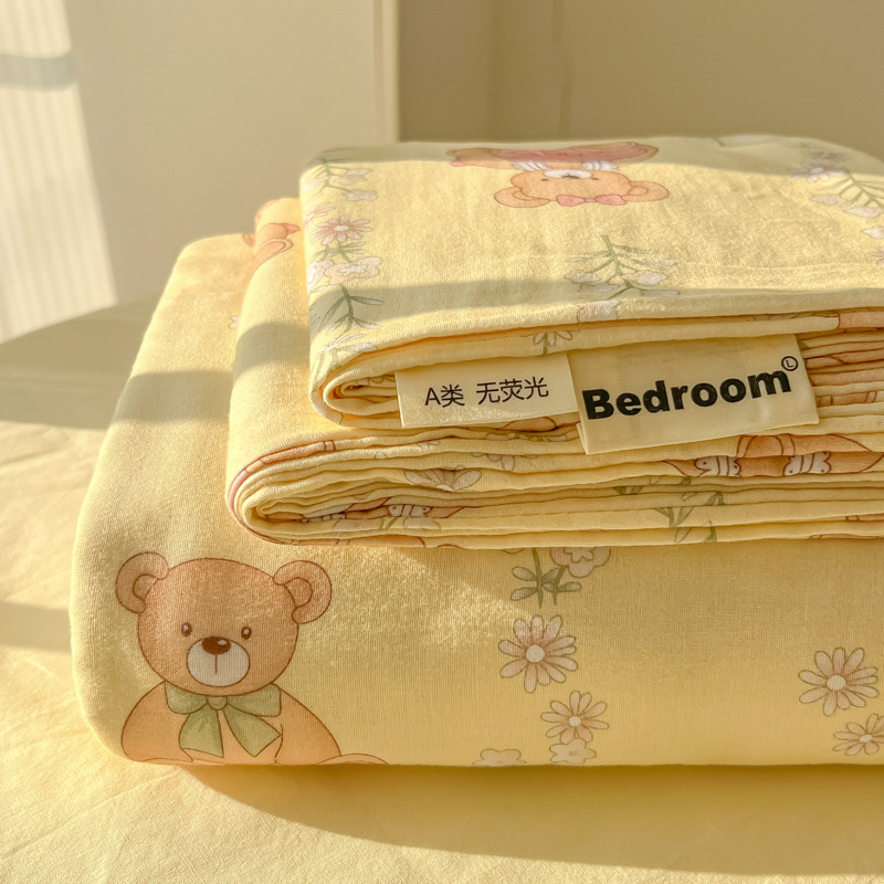 母子グレード A タイプ裸睡眠純綿シーツ小さな新鮮な綿シングルピース学生寮シングルとダブル枕カバー 3 点セット