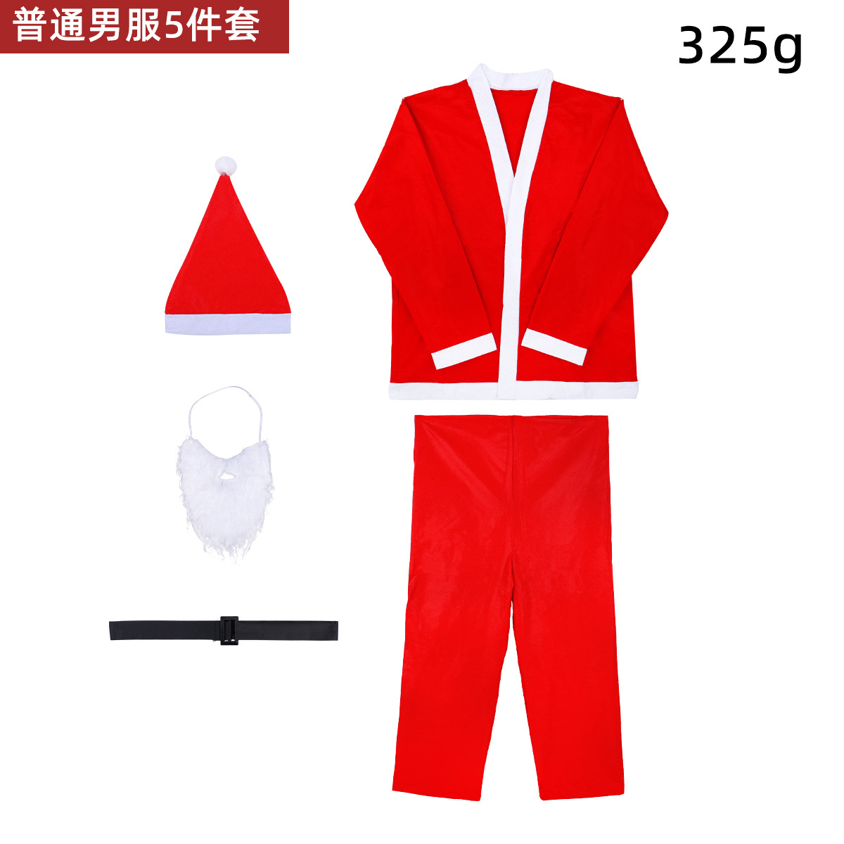 Ropa de Navidad no tejida Ropa de Navidad Ropa de hombre de Navidad Ropa de vestir de Santa Claus Traje de Navidad Conjunto de 5 piezas