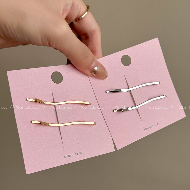 Simple Wave One-character Minimalist Style Wave Metal Bangs Clip Women's South Korea Distinctive Niche Design Broken Headset Hairpin Simple Wave One-character Minimalist Style Wave Metal Bangs Clip Women's South Korea Distinctive Niche Design Broken Headset Hairpin