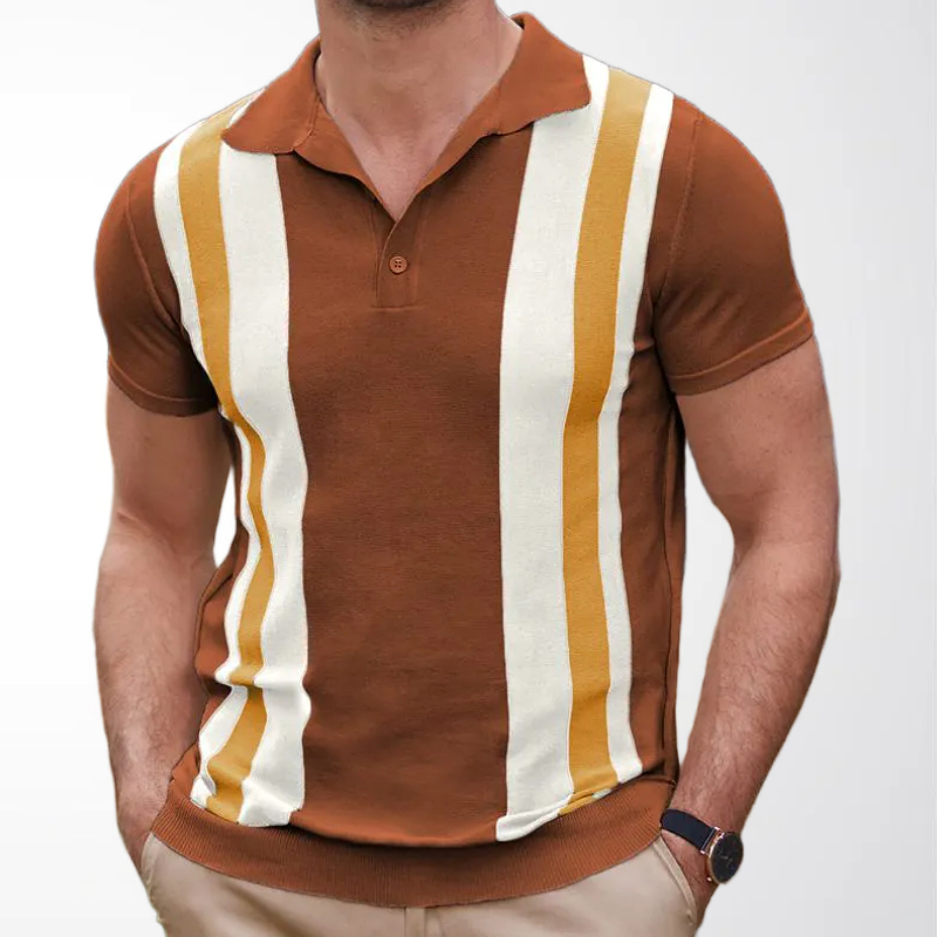 Cross-Border Knitted Polo Shirt Summer Men's Striped Casual Business Knitwear Amazon Men's Clothing Wholesale Sy0172