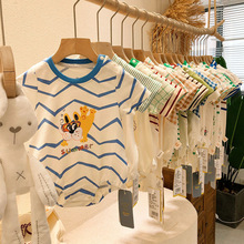 童泰婴幼儿爬爬服纯棉英氏夏季新生宝宝连体衣小黑托尼哈衣